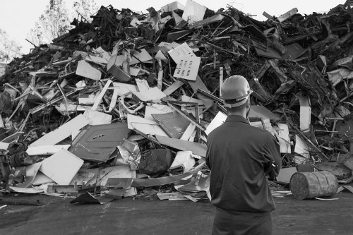 Business professionals discussing waste removal strategies in Addiscombe office